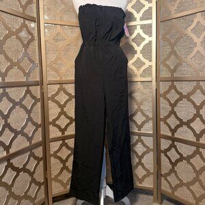 Derek Heart Womens Strapless Jumpsuit Black Wide Leg Pants Romper Size Small